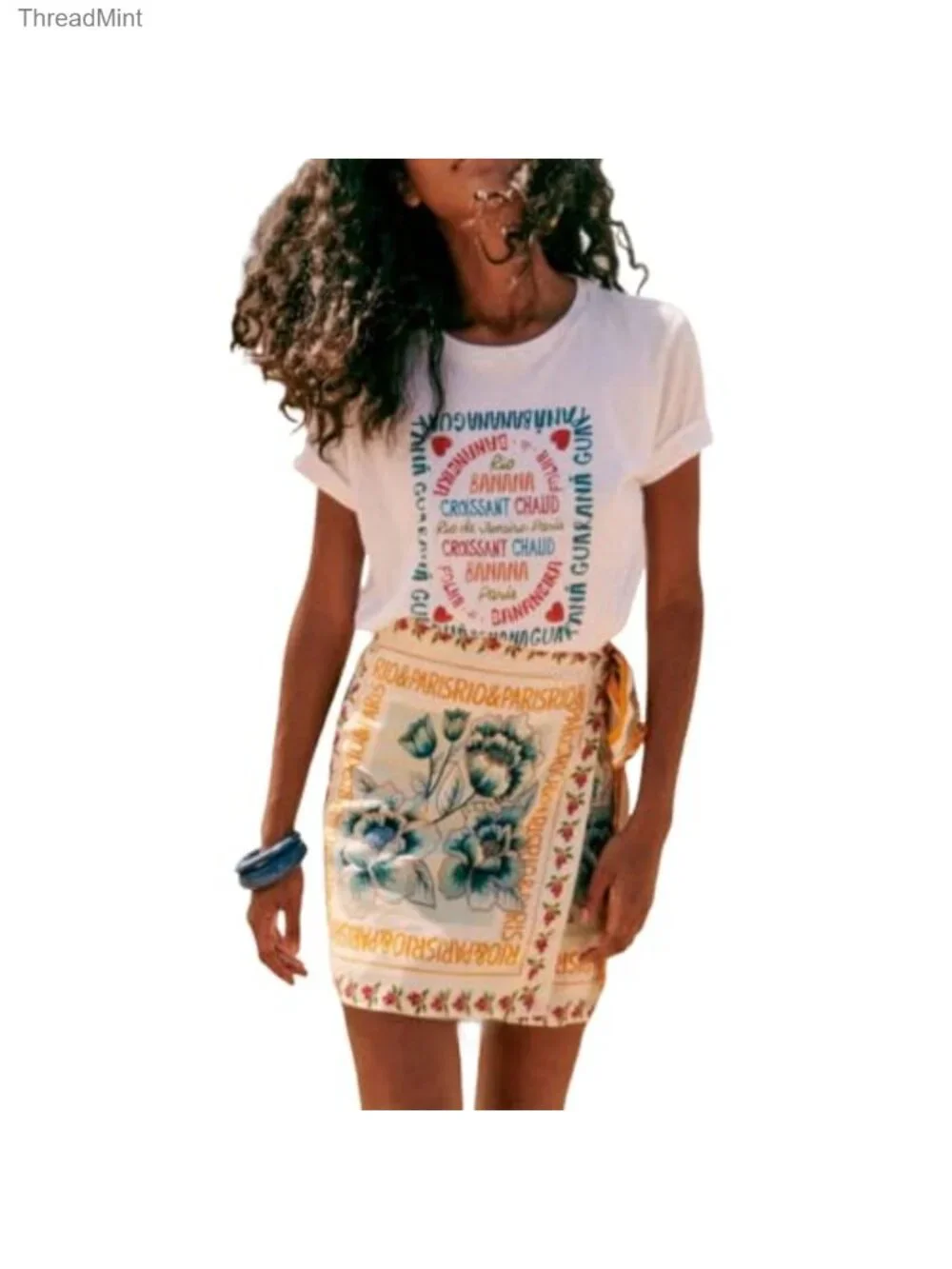 Floral Wrap Skort Mini Skirt High Waist Summer Beach Vacation